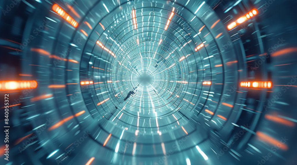 Poster Technological lines with focus on the center. Generative AI.