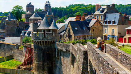 Brittany, France. Fougeres castle in the medieval town of Fougeres