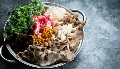 Assorted mushroom vegetable hotpot