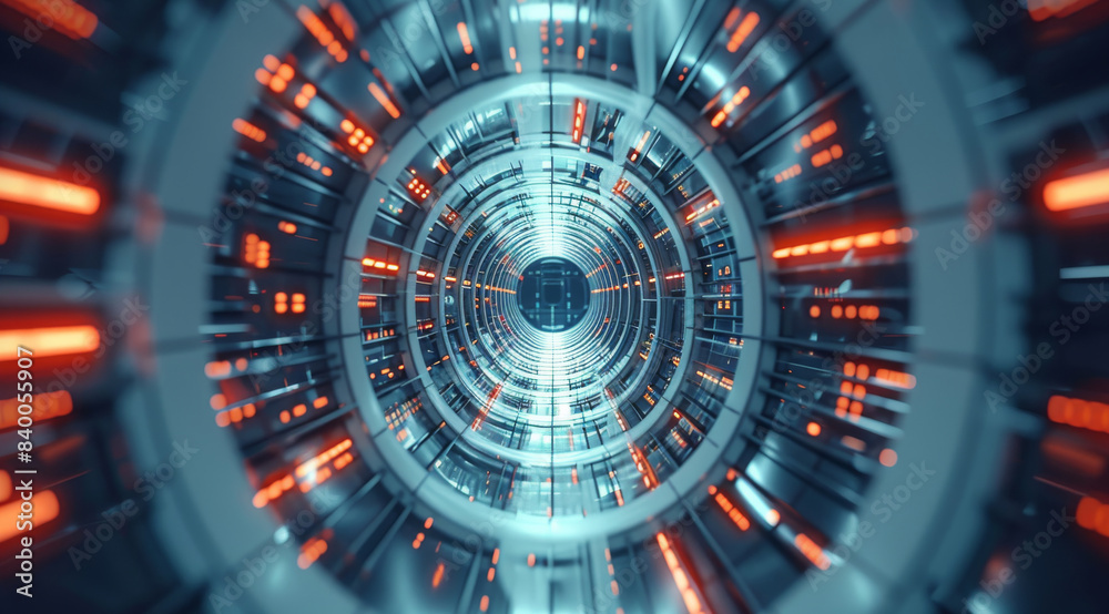 Poster Technological lines with focus on the center. Generative AI.