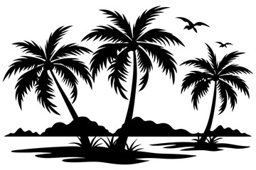 coconut trees silhouette vector illustration