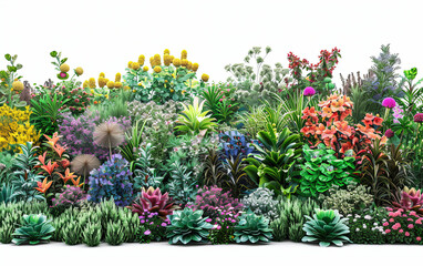 Naklejka premium Vibrant Flower Garden with Varied Colors