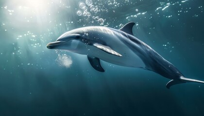Fototapeta premium Bubbles and Beauty: The Enchanting Dance of a Hector's Dolphin
