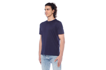 Fototapeta premium Mock-up of a black T-shirt on a man