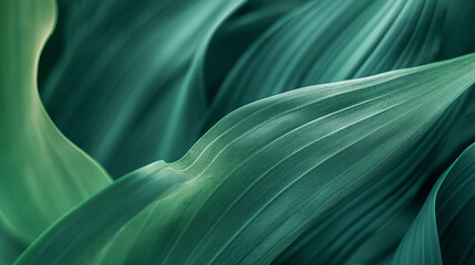 Abstract Close Up of Green Leaves with Flowing Patterns