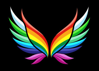 Vector illustration of Beautiful magic bright rainbow wings 