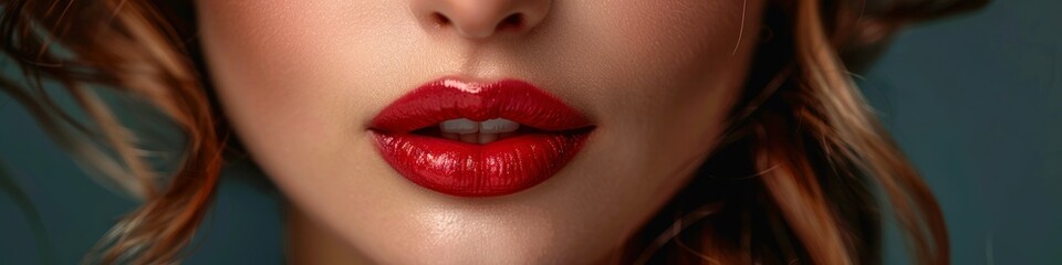Obraz premium Panorama photo of a woman lips