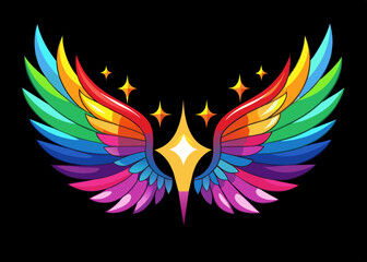 Vector illustration of Beautiful magic bright rainbow wings 