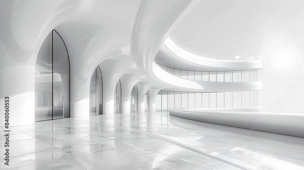 Fototapete abstract minimalist white architecture building isolated on white background. generative ai.