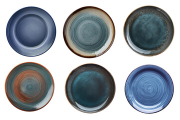 Empty ceramic round plate isolated on white background. top view.