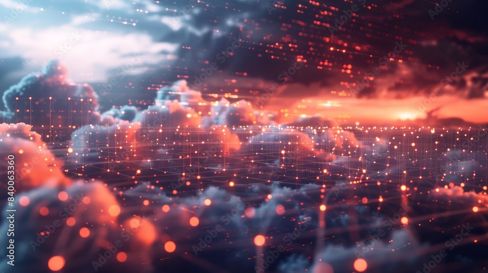 Poster smart data exchanges, data transfers, and a cloud network that connects to an online server. cyberse