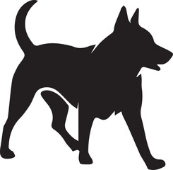 vector, isolated black silhouette of a cute dog, collection icon set and logo