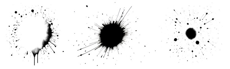 Black dot ink splattered set