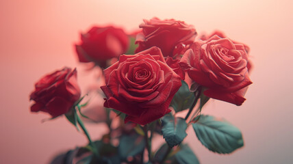 Fototapeta premium Red roses in a soft gradient background