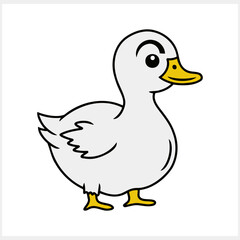 Doodle duck clip art isolated. Hand drawn animal bird icon. Vector stock illustration. EPS 10