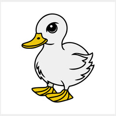 Doodle duck clip art isolated. Hand drawn animal bird icon. Vector stock illustration. EPS 10