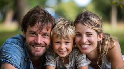 Fototapeta premium Portrait of a Happy Family in the Park 