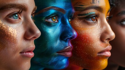 The LGBTQ community represented by a collage of diverse faces, diversity concept