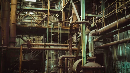 Inside an abandoned industrial factory