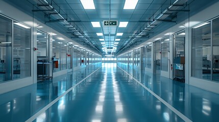 Obraz premium Typical semiconductor factory interior, no one in sight