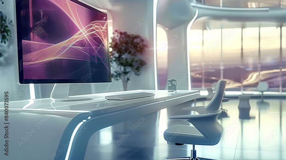 Aufkleber clean sophisticated high tech desk, futuristic. generative ai.