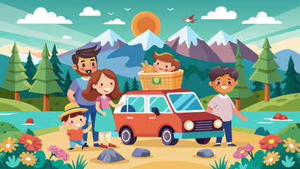Obraz premium Father's Day Adventure: Vector Illustration of Bonding Moments