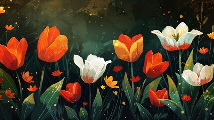 Beautifully Illustrated Spring Flowers in Vibrant Colors