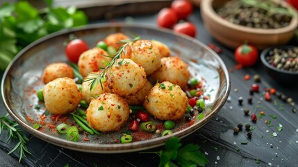 Photographs of crispy cheese croquettes displayed on a plate
