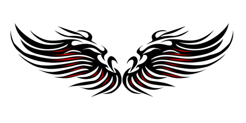 Fototapeta premium Tribal wings symbol design on transparent background