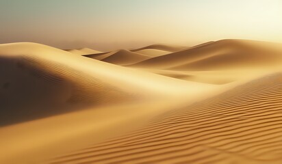 High-Resolution Sand Dunes Desert Wallpaper with Shimmer Gradient, Ethereal Light, and Subtle Blur Effect, sunset in the desert country, dunes desert sand
