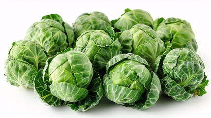 Obraz premium Brussels sprout is a member of the Gemmifera cultivar group of cabbages - Brassica oleracea - suitable for consumption and cooking, isolated on a white background.