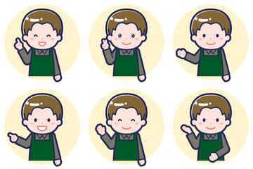 男性カフェ店員のポーズセット_03