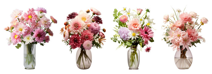 colorful flowers in vase set