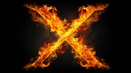 &rdquo;X&rdquo;の炎文字エフェクト