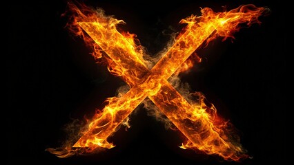 &rdquo;X&rdquo;の炎文字エフェクト