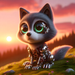 A robot wolf who is alone in the world.