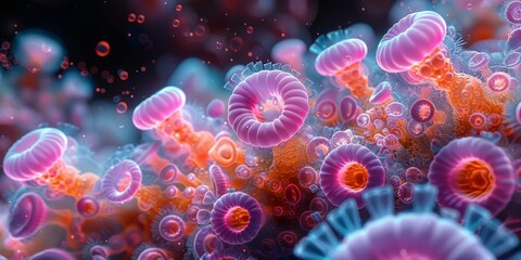 Computer generated image of jellyfish floating in water