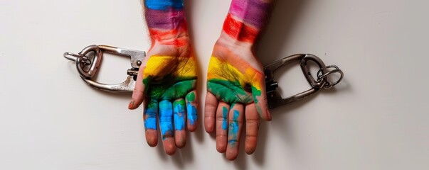 Human rights campaign denounces homosexual criminalization with handcuffed hands