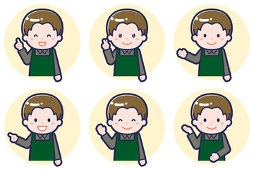 男性カフェ店員のポーズセット_03