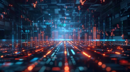 Fototapeta premium An overview of the market, data graph, and financial growth graph in the future of finance