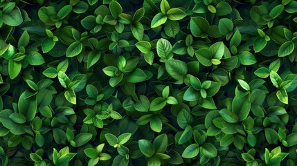 A seamless pattern of small green leaves, perfect for botanical backgrounds or wallpaper designs, showcasing natural beauty and elegance.