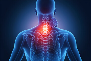 Illustration of neck pain and chiropractic treatment