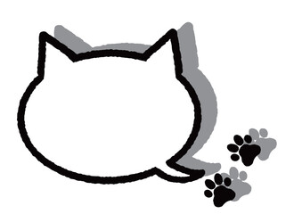 可愛い猫型の吹き出しと足跡