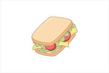 Vegetable Sandwich Flat Sticker Design