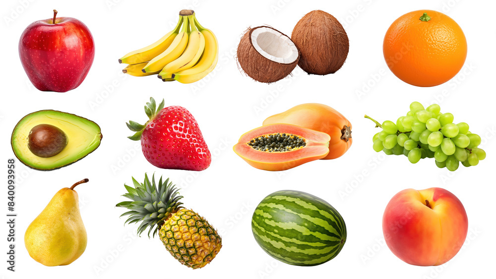 Poster Various fruits food design set