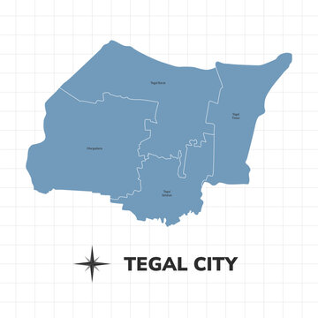 Tegal city map illustration. Map of cities in Indonesia