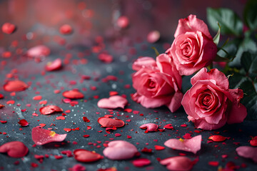 Celebrate Valentine's Day with a stunning background filled with roses, and romantic shades of red and pink. This seasonal design embodies the romance and love of festive decorations and themes.