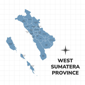 West Sumatera Province map illustration. Map of province in Indonesia