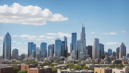 Fototapeta premium cityscape of a large American city with many skyscrapers.