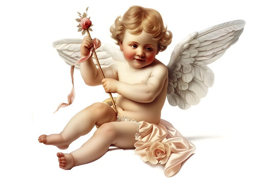 recommend clip art: Vintage Angel cupid baby isolated on white background